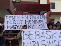 Unjuk Rasa Tuntut Pembebasan Puluhan Masyarakat Adat Maba Sangaji yang Diamankan Polda Malut